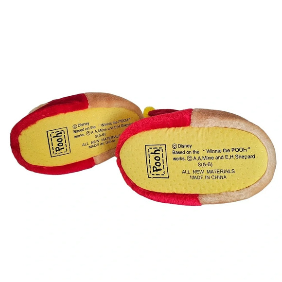 Winnie the Pooh nightcap soft slippers red yellow size 5 - 6 small - Picture 5 of 8
